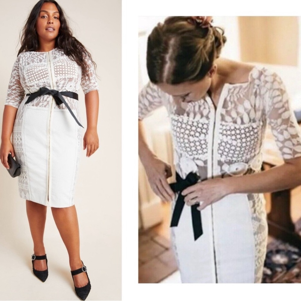 Byron Lars Anthropologie Charissima White Beige w Belt 12 EUC